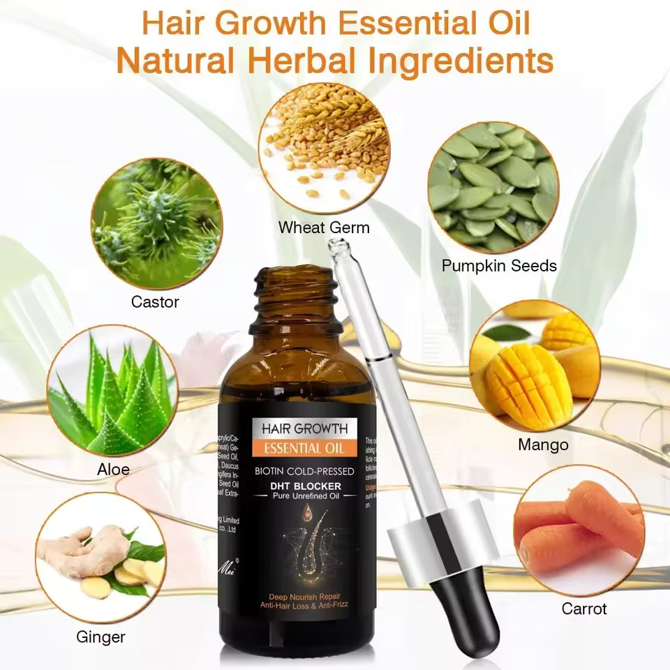 Hair Growth Oil,Biotin DHT Blocker,Anti-Loss Shampoo