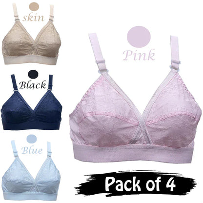 Pack of 4 Cross Design Women Ladies Girls Cotton Blouse Bra 🎁